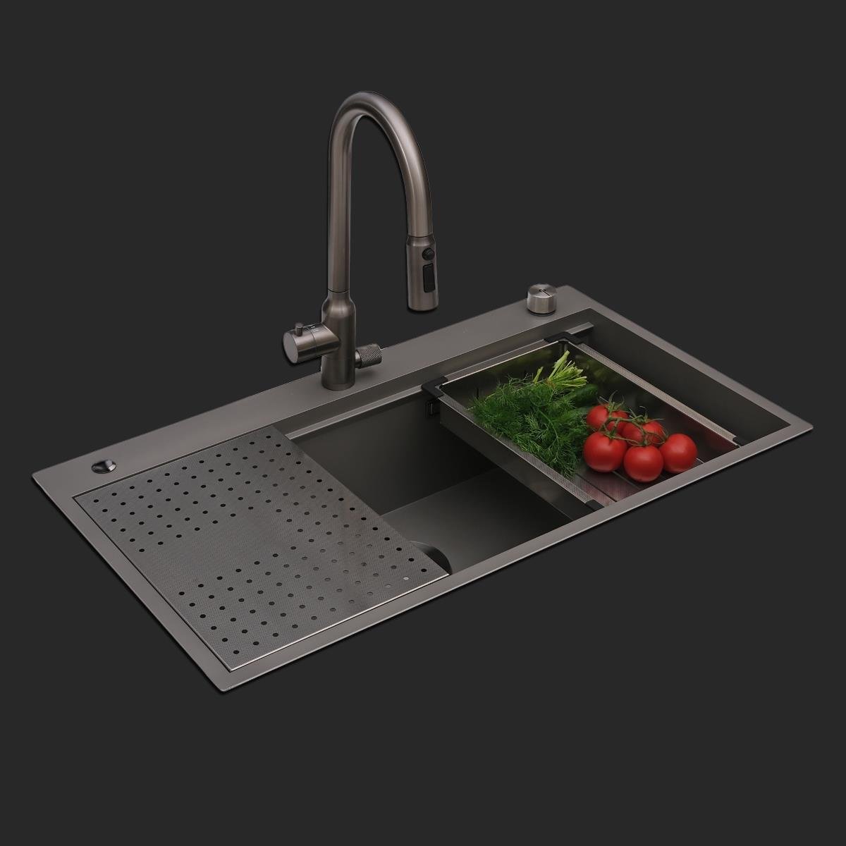 Alia El Yapımı Nano Eviye Seti 85x48 cm Mat Gri (Gun Grey)