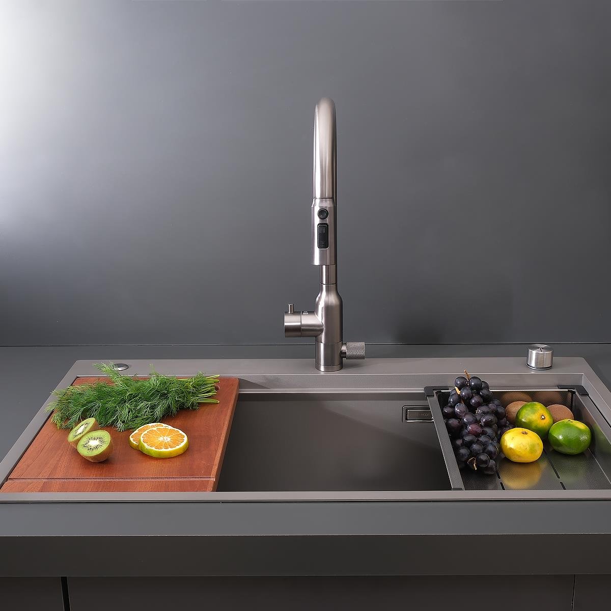 Alia El Yapımı Nano Eviye Seti 85x48 cm Mat Gri (Gun Grey)