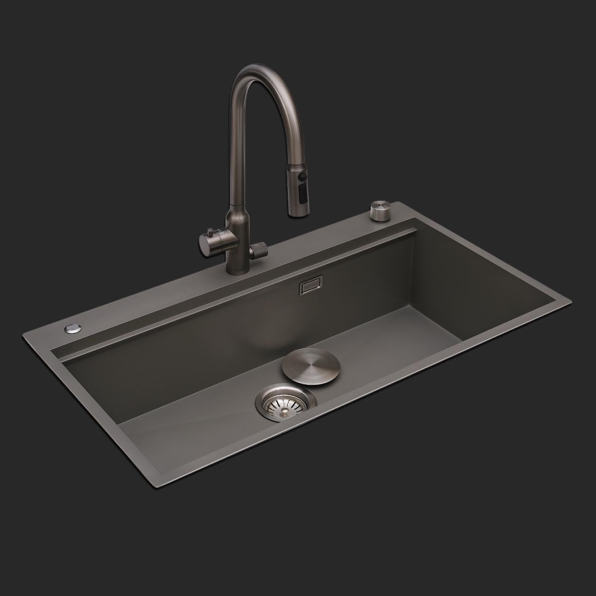Alia El Yapımı Nano Eviye Seti 85x48 cm Mat Gri (Gun Grey)