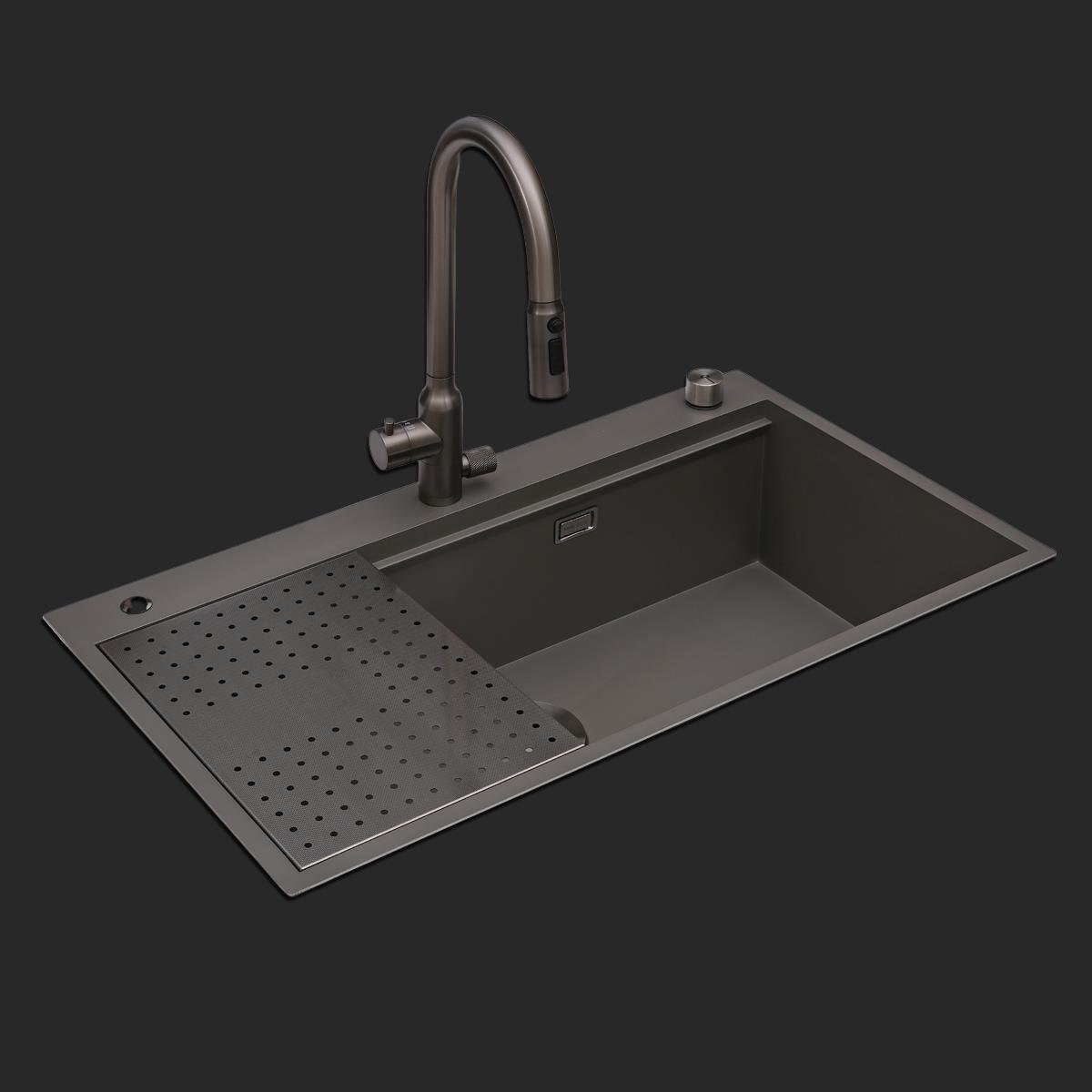 Alia El Yapımı Nano Eviye Seti 85x48 cm Mat Gri (Gun Grey)