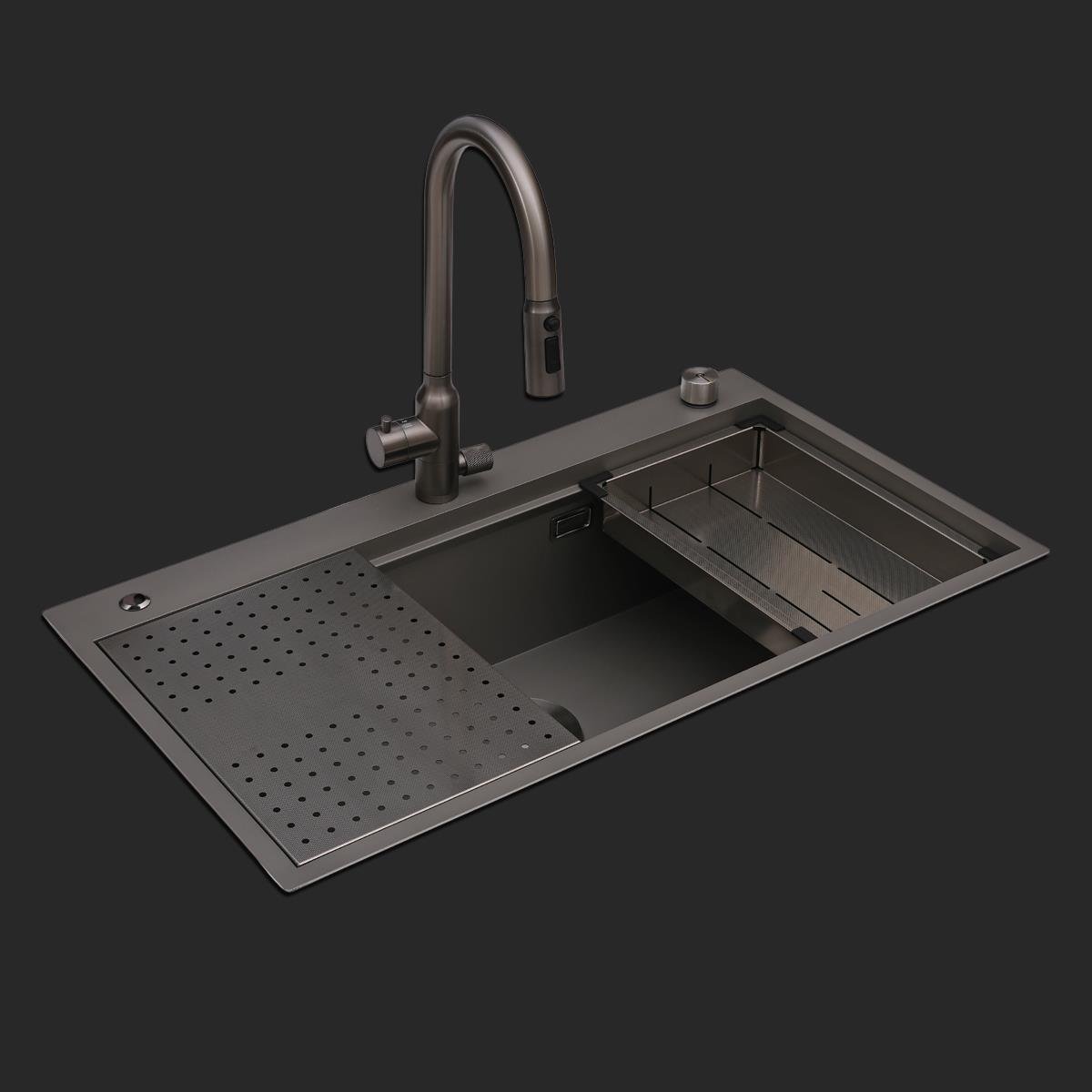 Alia El Yapımı Nano Eviye Seti 85x48 cm Mat Gri (Gun Grey)