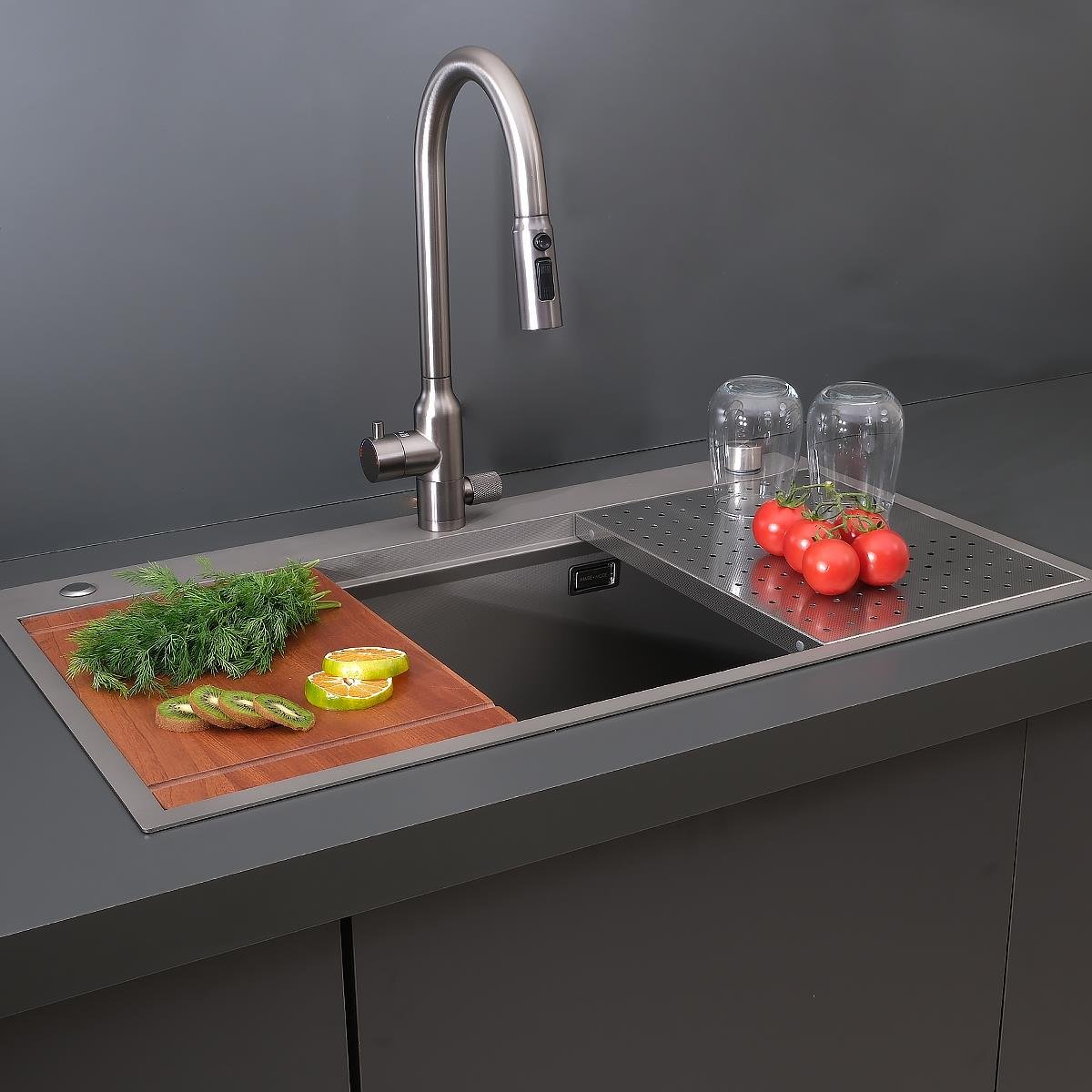 Alia El Yapımı Nano Eviye Seti 85x48 cm Mat Gri (Gun Grey)