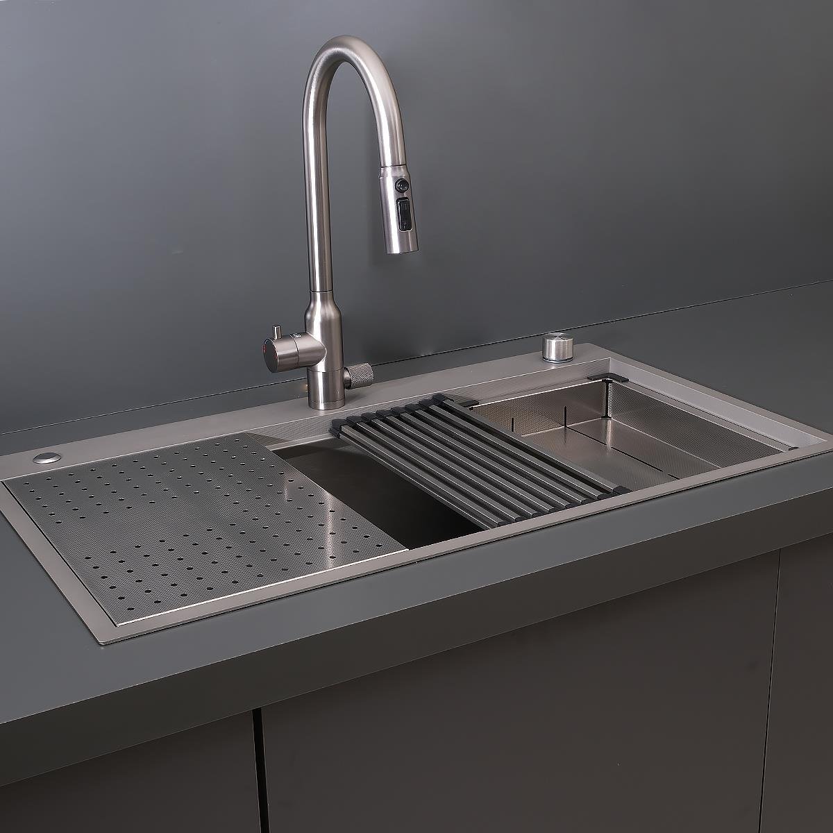 Alia El Yapımı Nano Eviye Seti 85x48 cm Mat Gri (Gun Grey)