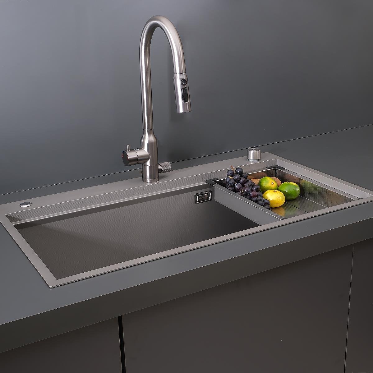 Alia El Yapımı Nano Eviye Seti 85x48 cm Mat Gri (Gun Grey)