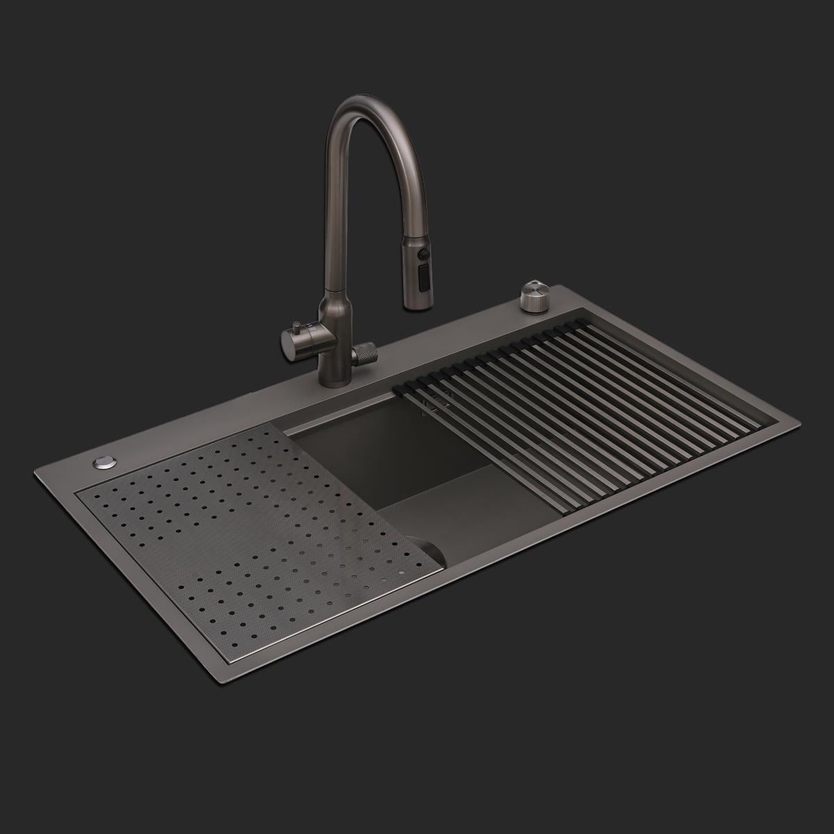 Alia El Yapımı Nano Eviye Seti 85x48 cm Mat Gri (Gun Grey)