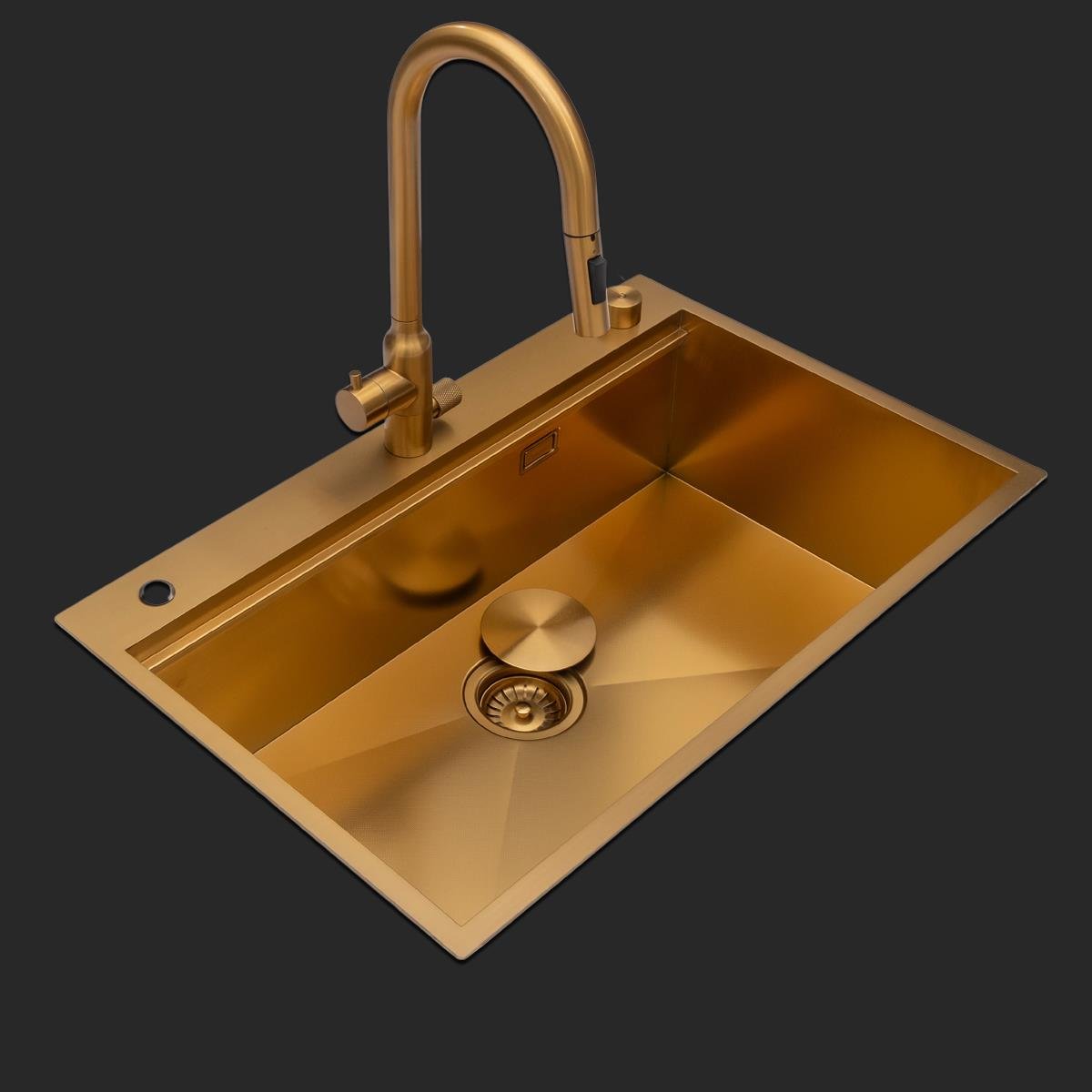 Alia El Yapımı PVD Eviye Seti 75x48 cm Altın (Gold)