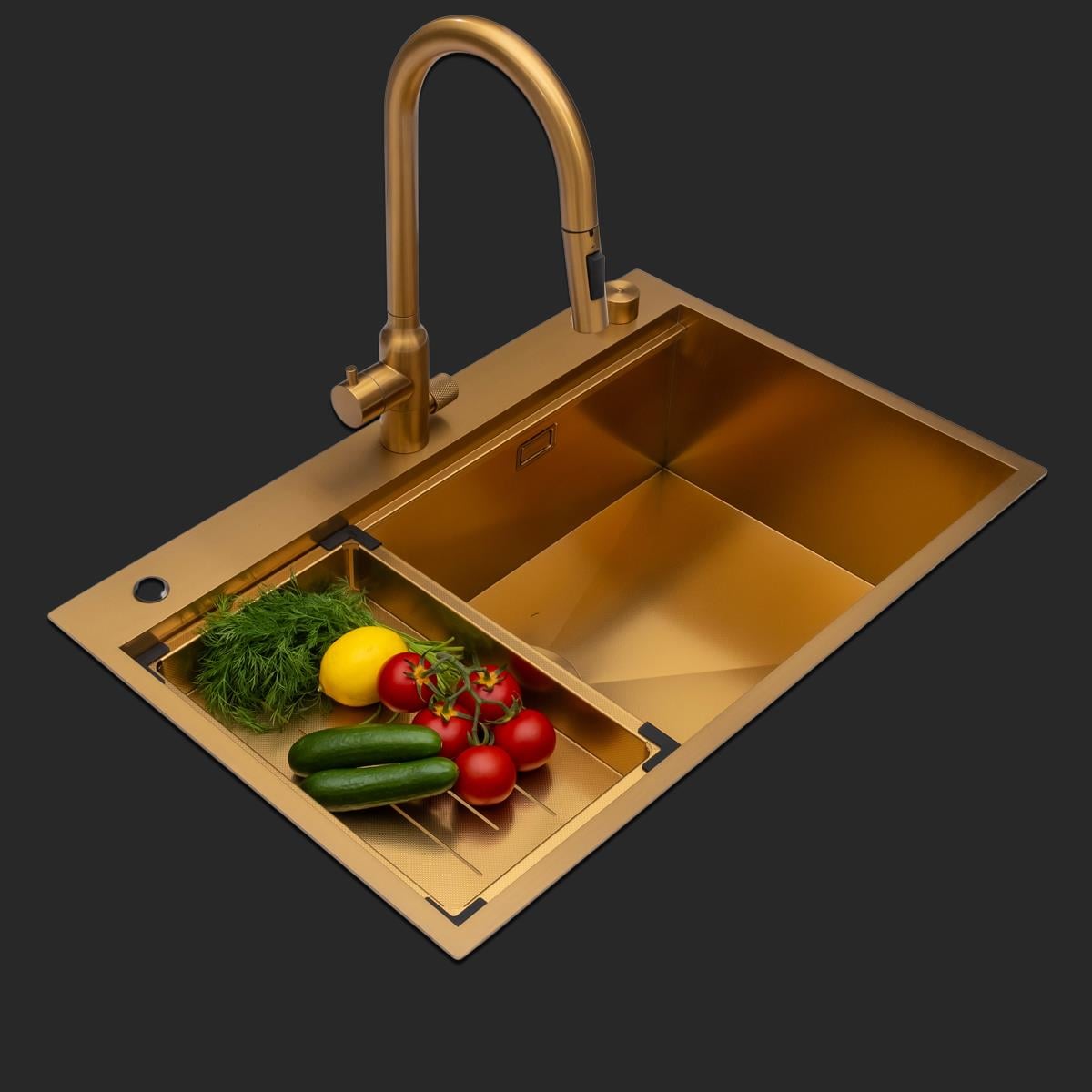 Alia El Yapımı PVD Eviye Seti 75x48 cm Altın (Gold)