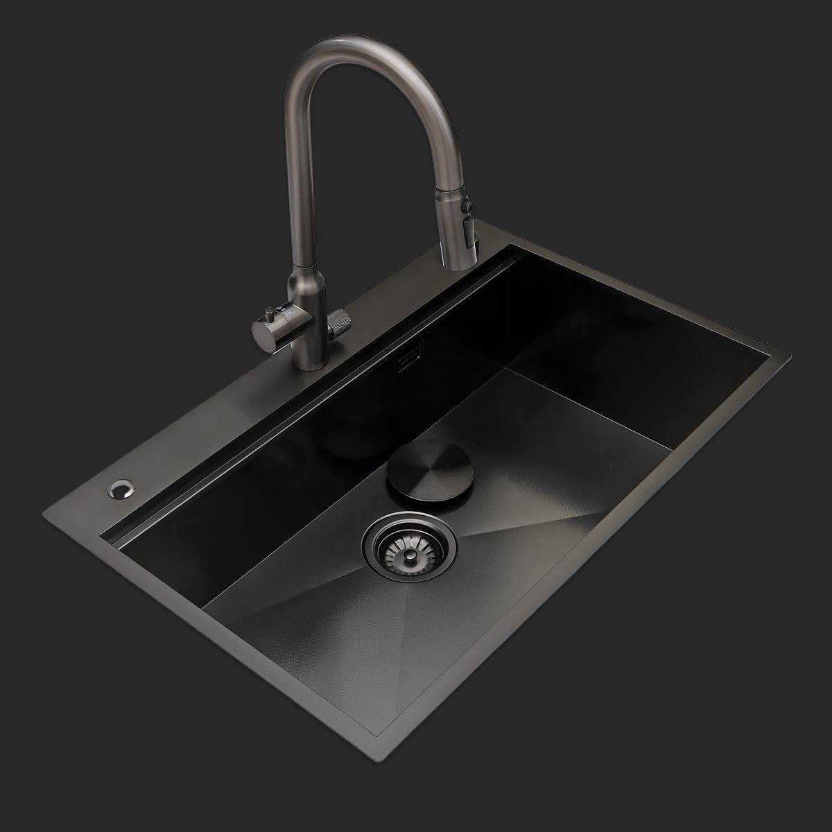 Alia El Yapımı PVD Eviye Seti 75x48 cm Siyah (Black)