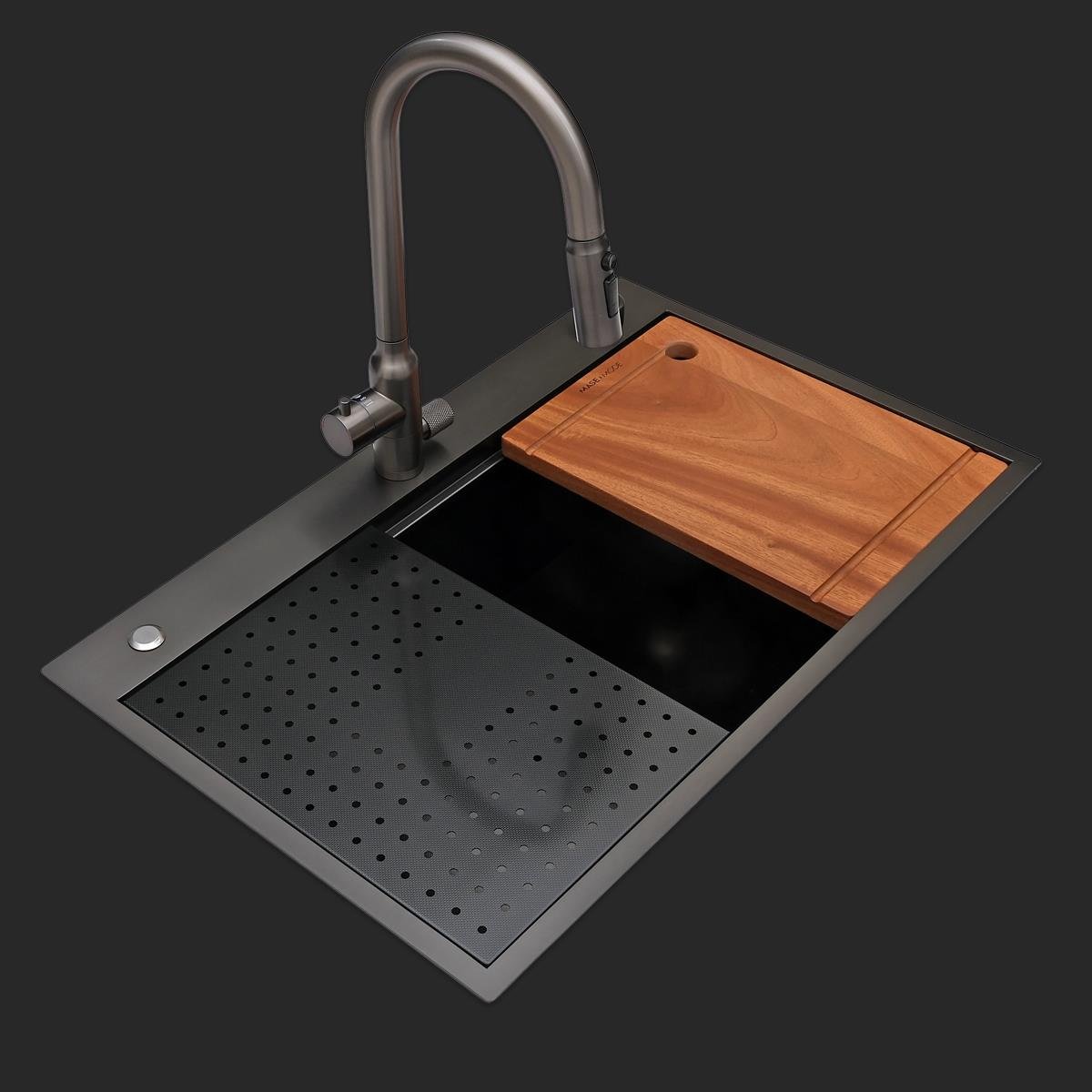 Alia El Yapımı PVD Eviye Seti 75x48 cm Siyah (Black)