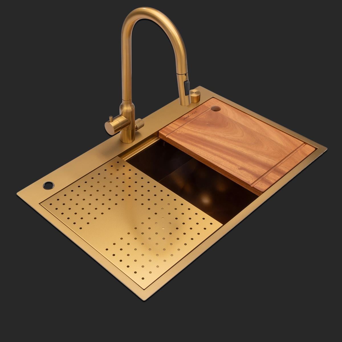 Alia El Yapımı PVD Eviye Seti 75x48 cm Altın (Gold)