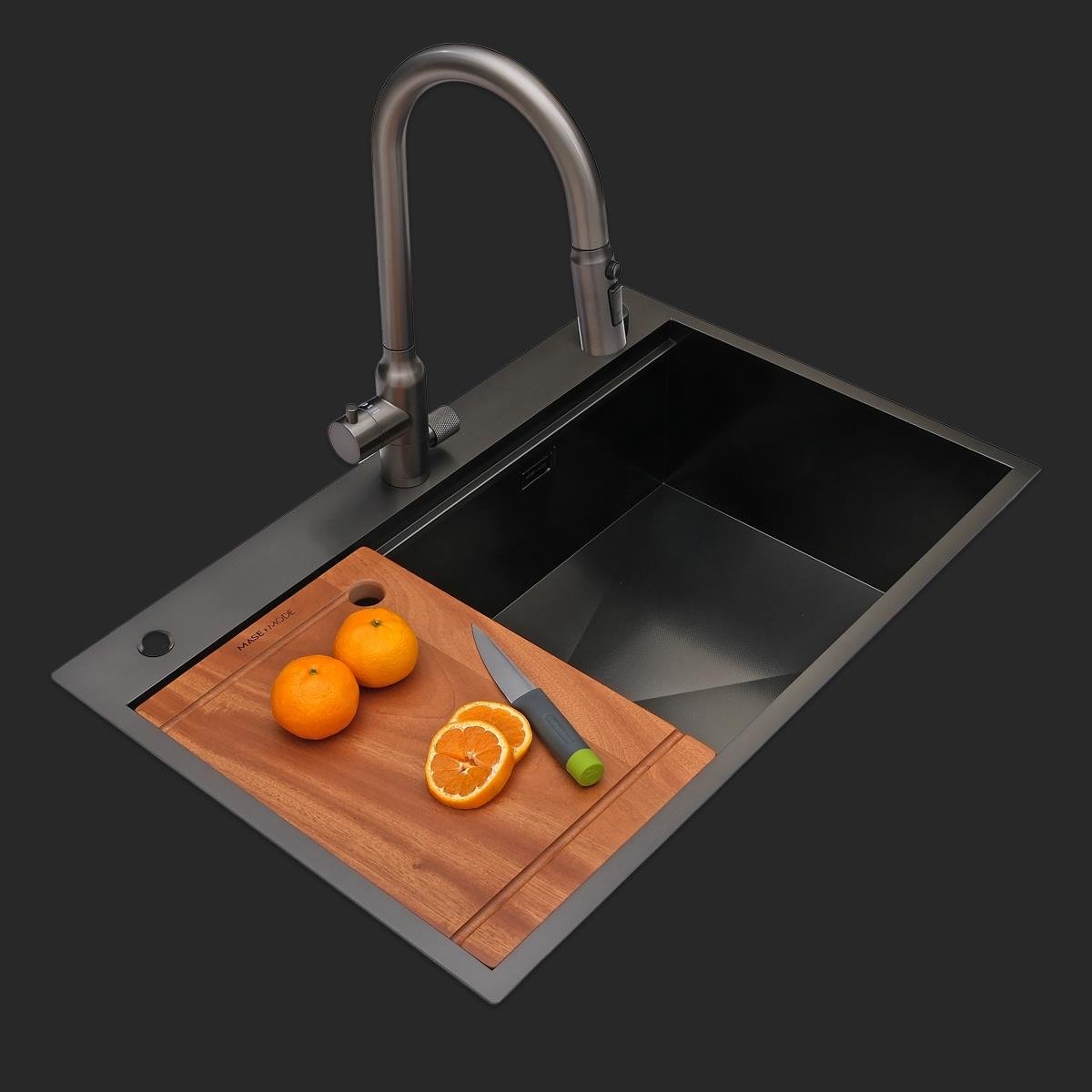 Alia El Yapımı PVD Eviye Seti 75x48 cm Siyah (Black)