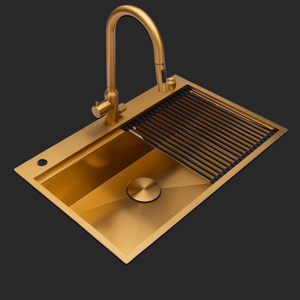 Alia El Yapımı PVD Eviye Seti 75x48 cm Altın (Gold)