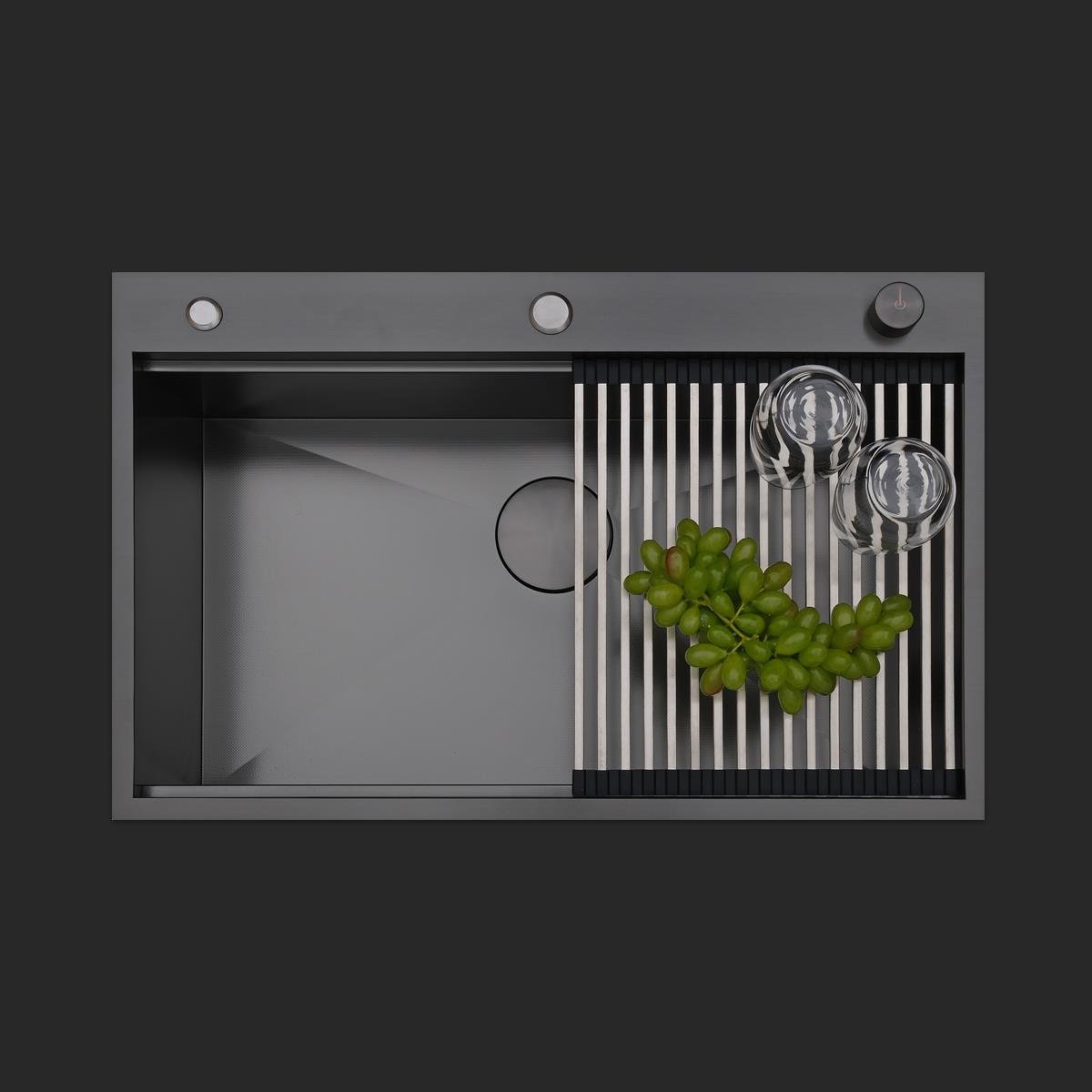 Alia El Yapımı PVD Eviye Seti 75x48 cm Siyah (Black)