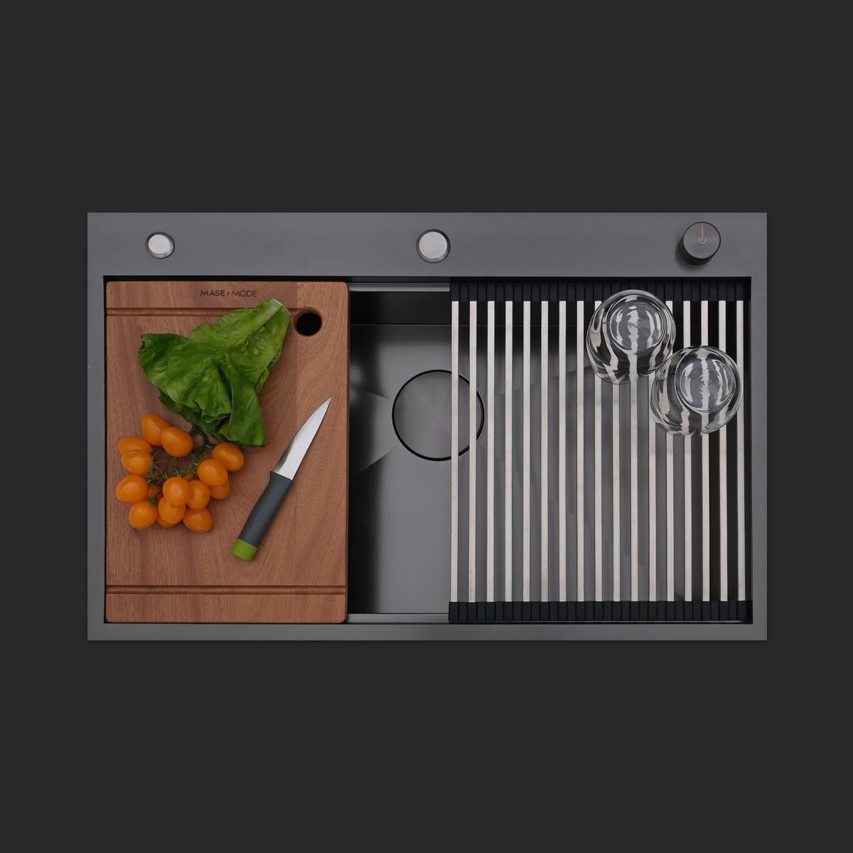 Alia El Yapımı PVD Eviye Seti 75x48 cm Siyah (Black)