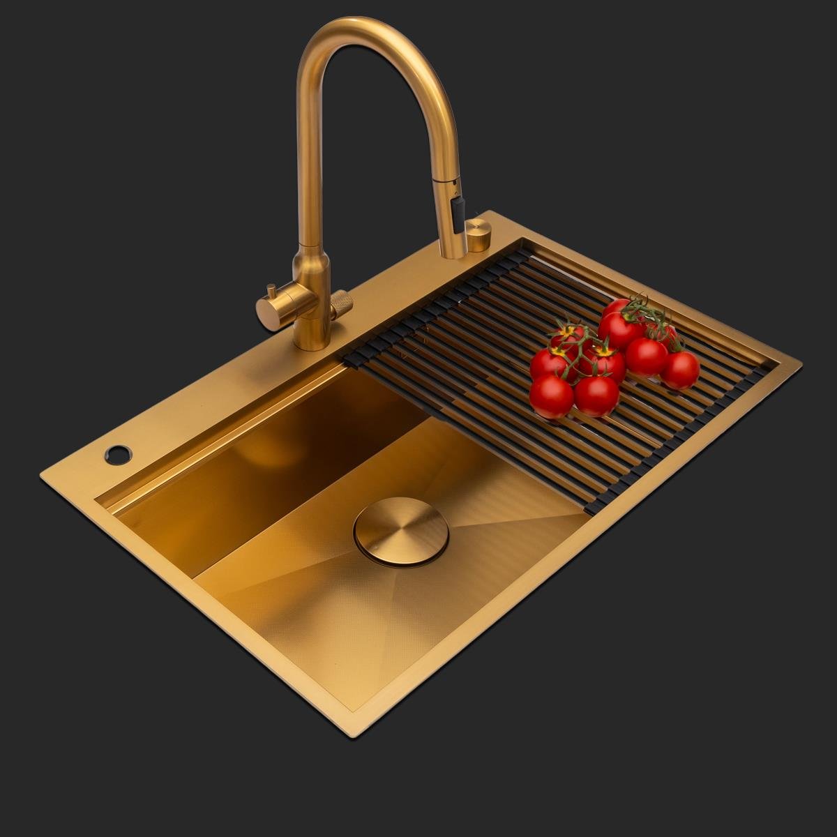 Alia El Yapımı PVD Eviye Seti 75x48 cm Altın (Gold)