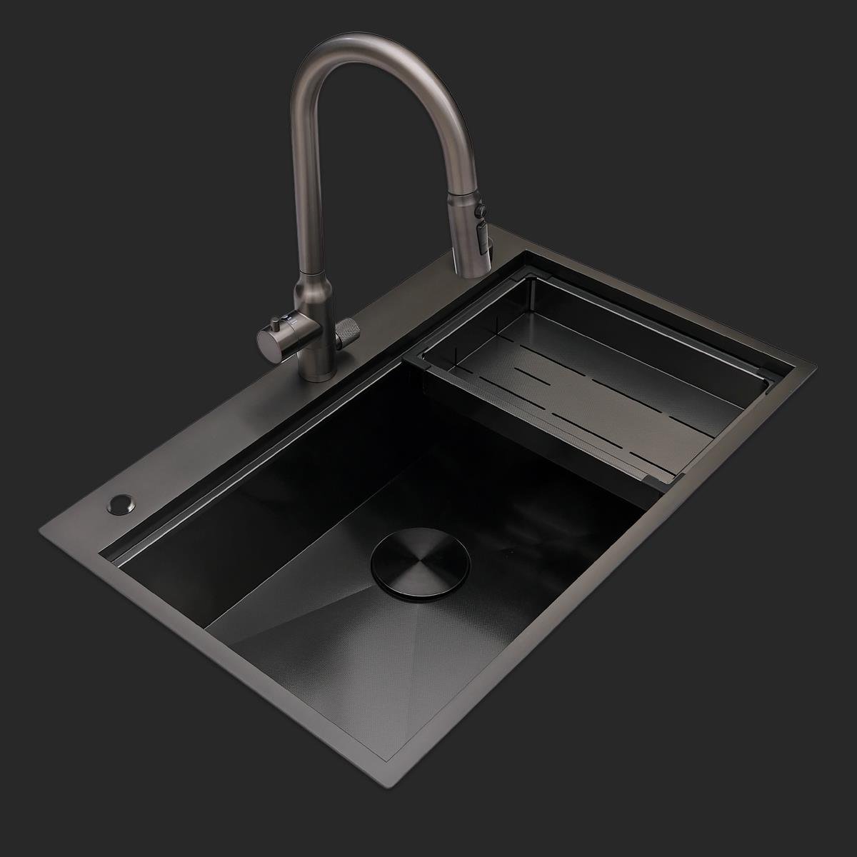 Alia El Yapımı PVD Eviye Seti 75x48 cm Siyah (Black)