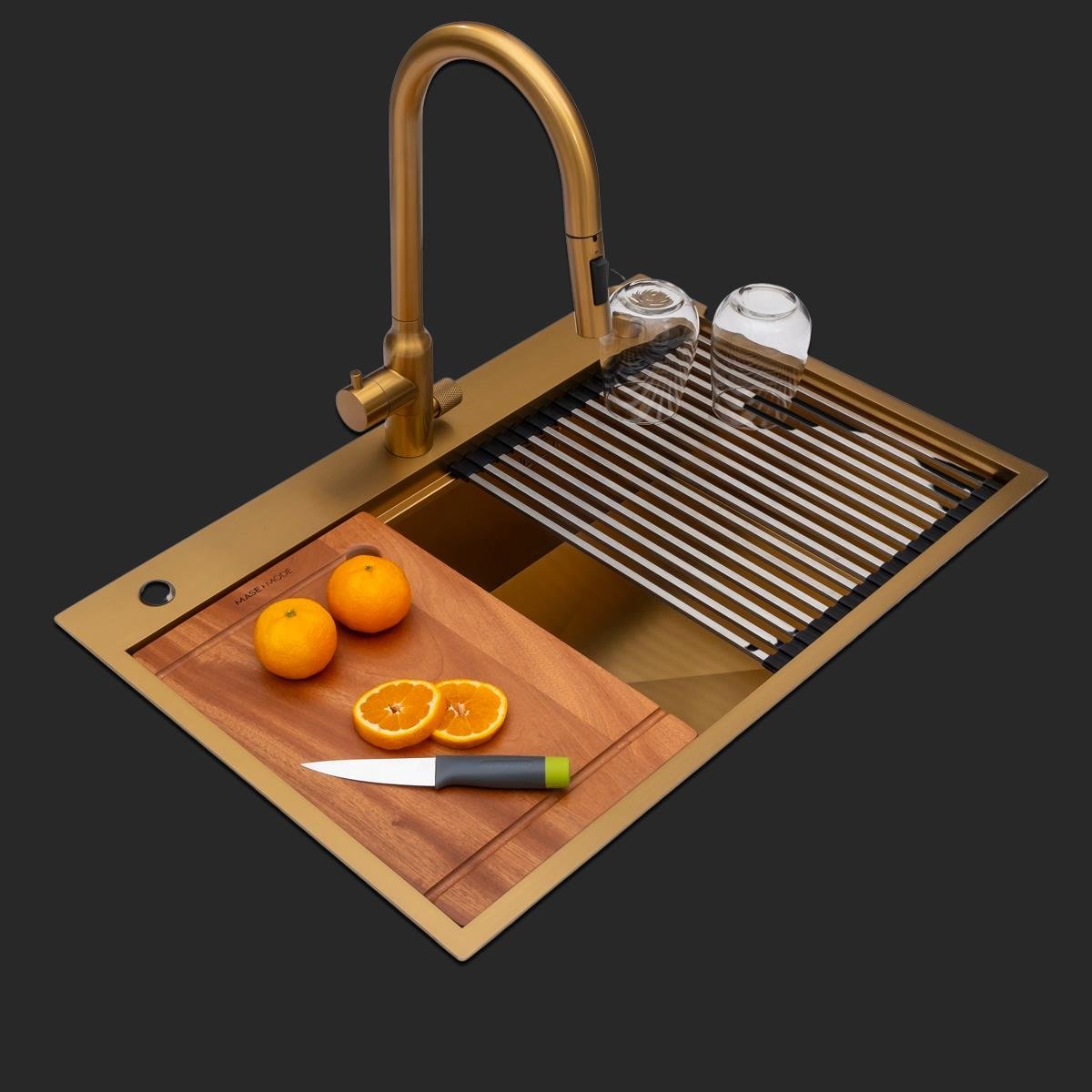 Alia El Yapımı PVD Eviye Seti 75x48 cm Altın (Gold)