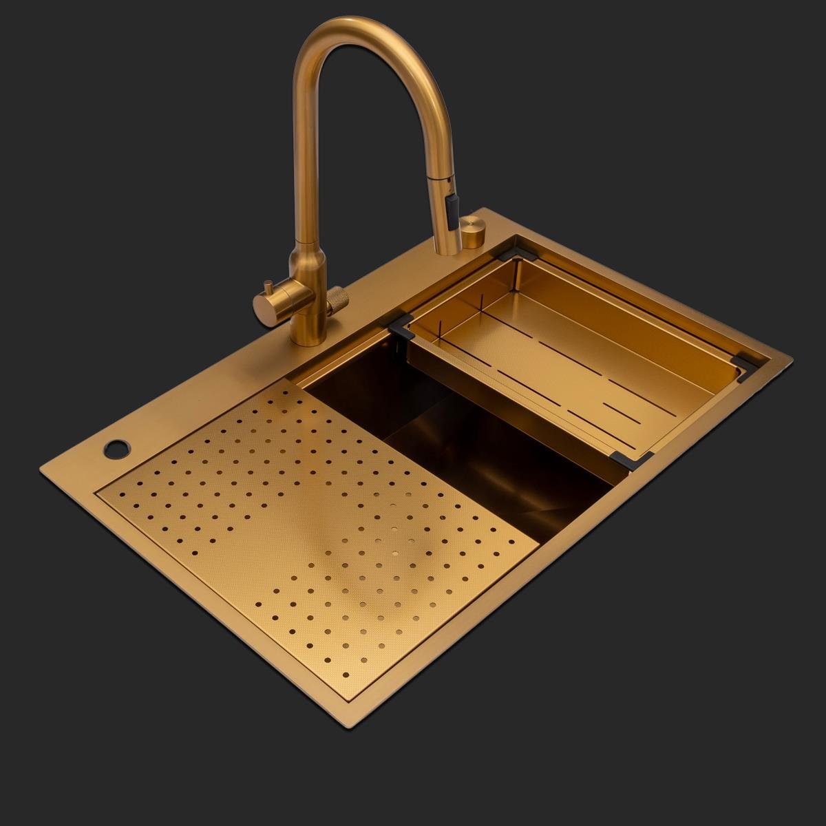 Alia El Yapımı PVD Eviye Seti 75x48 cm Altın (Gold)