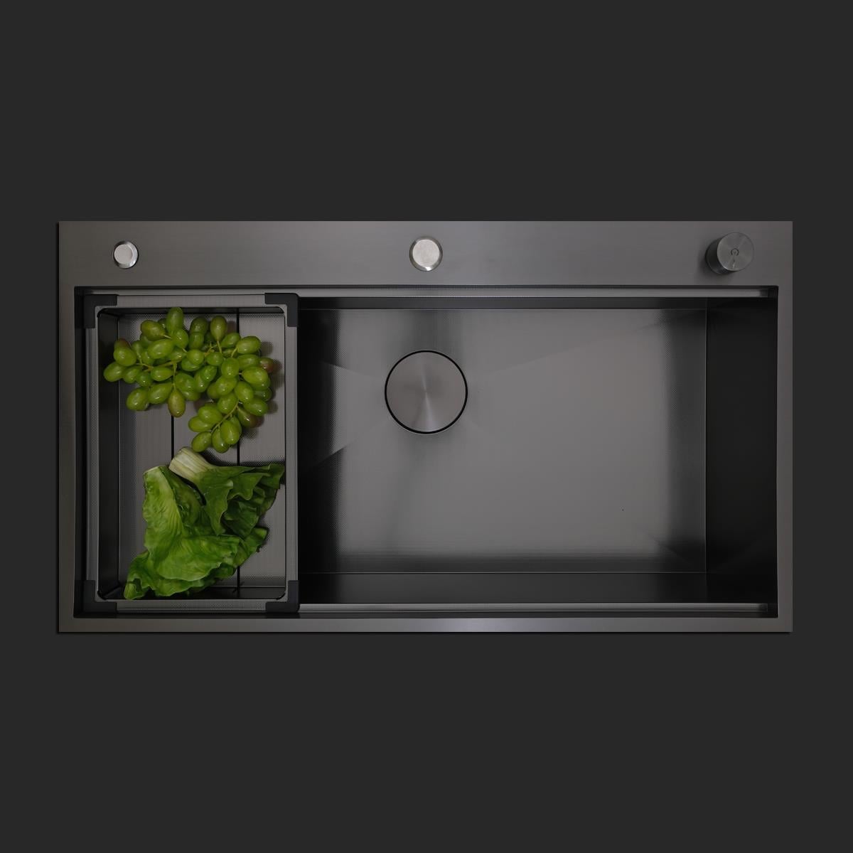 Alia El Yapımı PVD Eviye Seti 85x48 cm Siyah (Black)