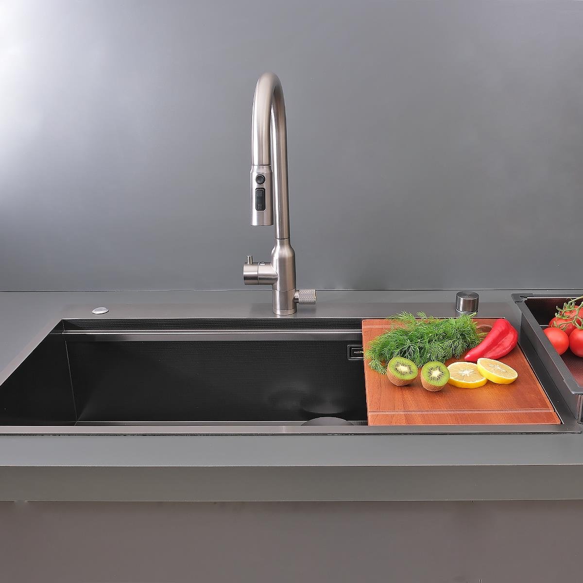 Alia El Yapımı PVD Eviye Seti 85x48 cm Siyah (Black)