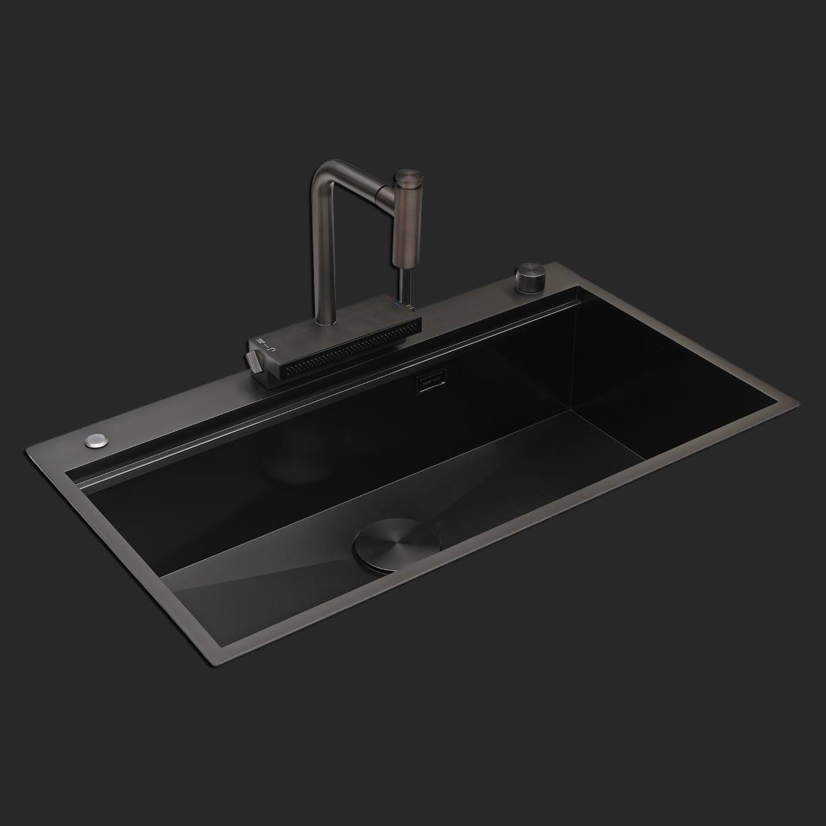 Alia El Yapımı PVD Eviye Seti 85x48 cm Siyah (Black)