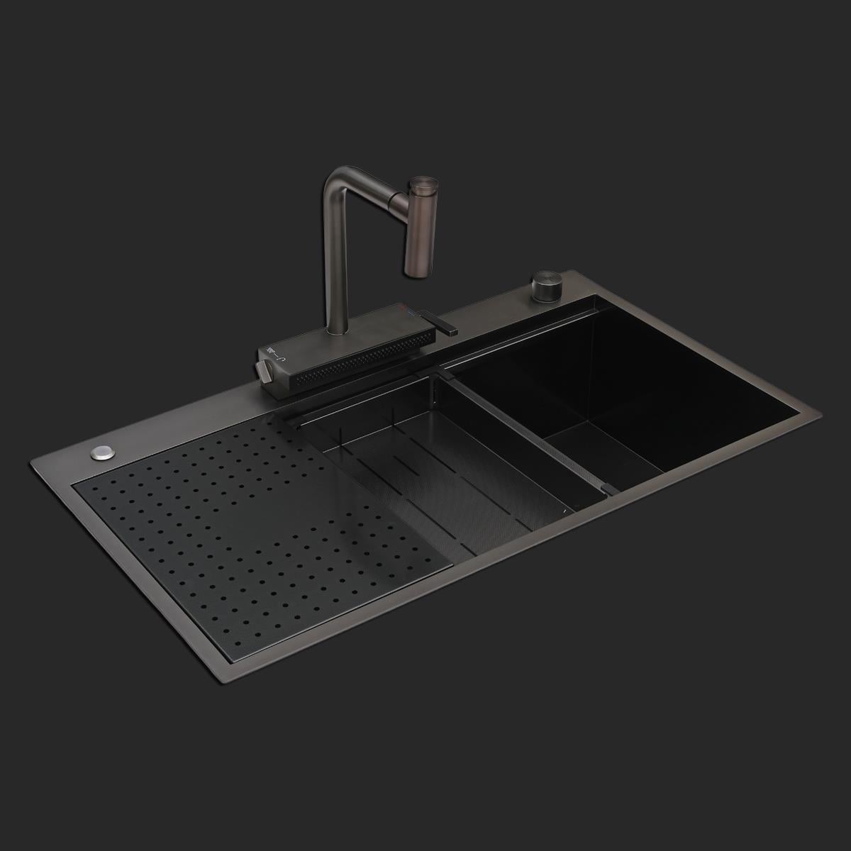 Alia El Yapımı PVD Eviye Seti 85x48 cm Siyah (Black)