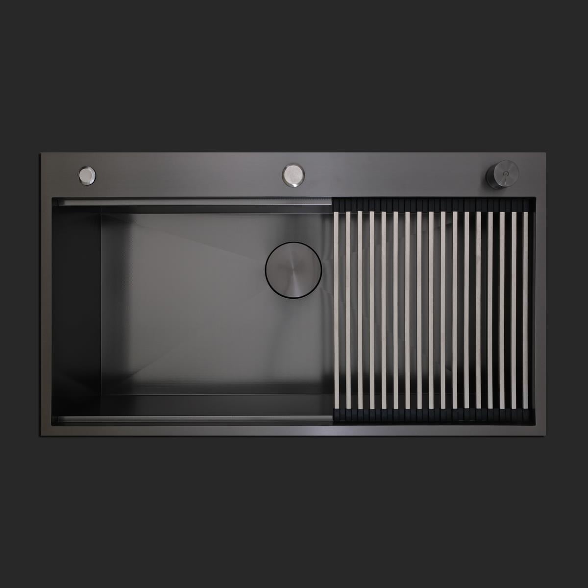 Alia El Yapımı PVD Eviye Seti 85x48 cm Siyah (Black)