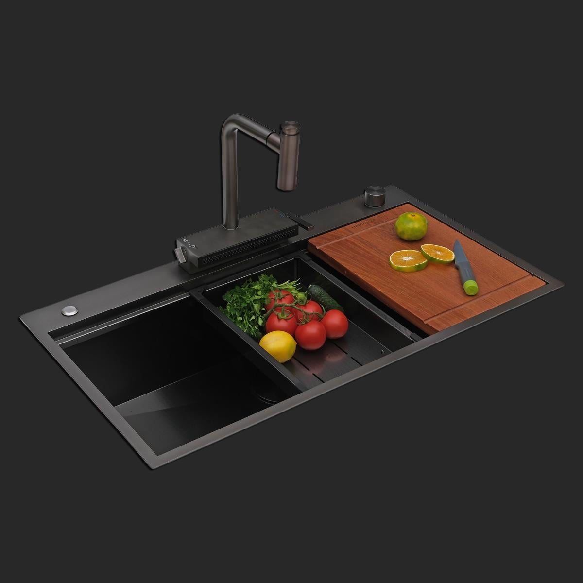 Alia El Yapımı PVD Eviye Seti 85x48 cm Siyah (Black)
