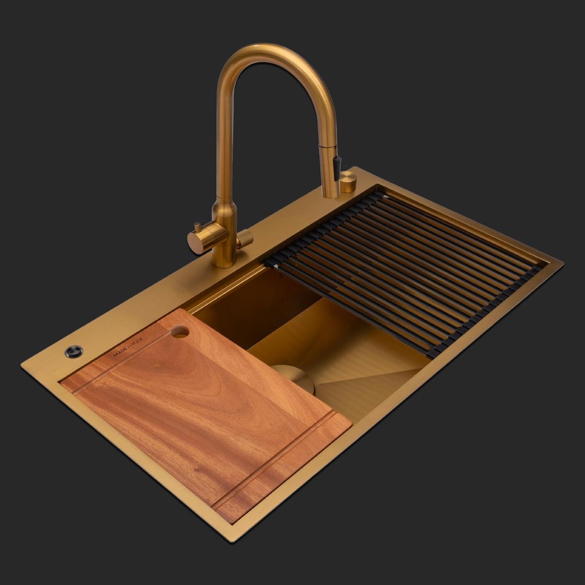 Alia El Yapımı PVD Eviye Seti 85x48 cm Altın (Gold)
