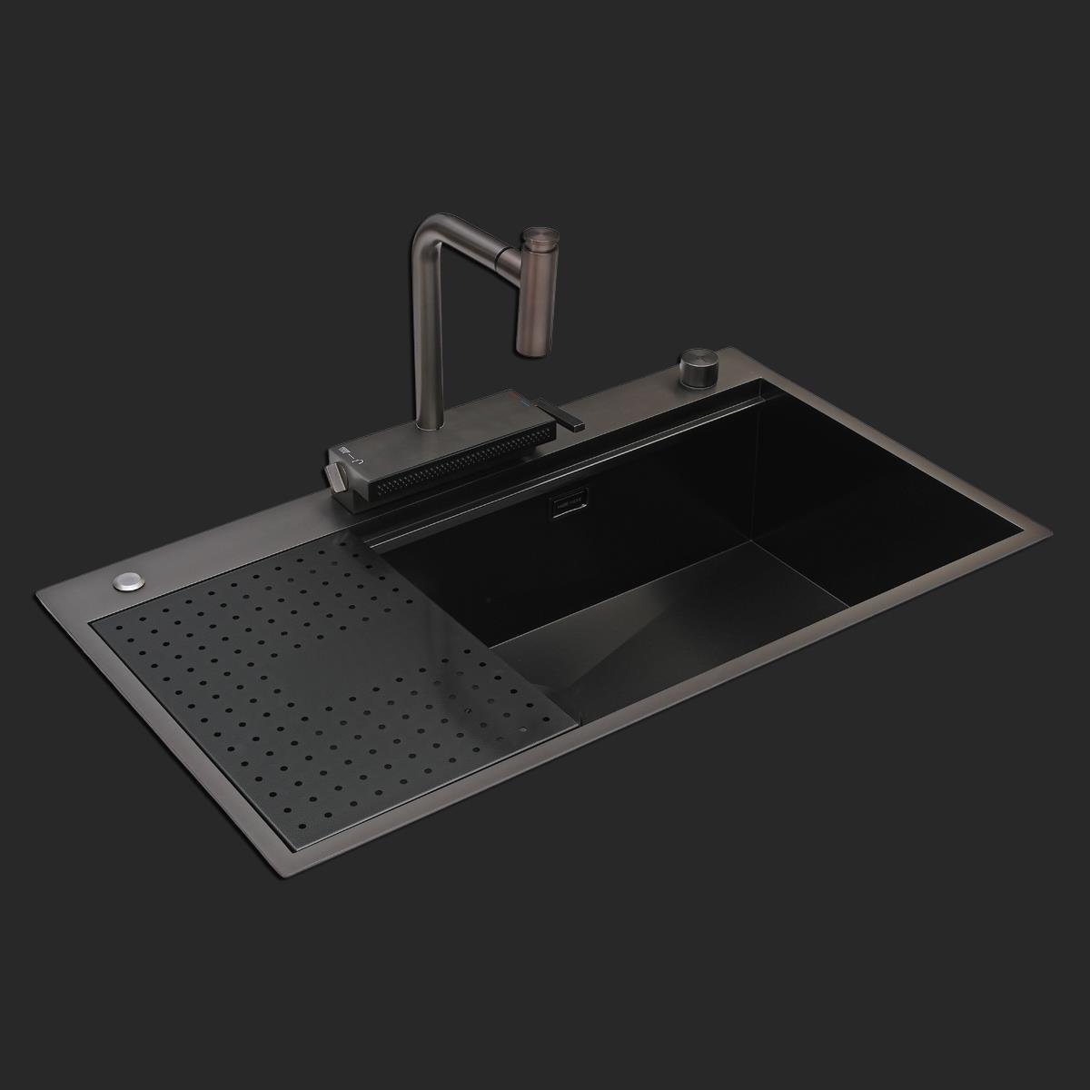 Alia El Yapımı PVD Eviye Seti 85x48 cm Siyah (Black)