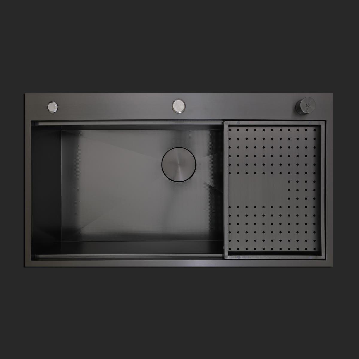 Alia El Yapımı PVD Eviye Seti 85x48 cm Siyah (Black)