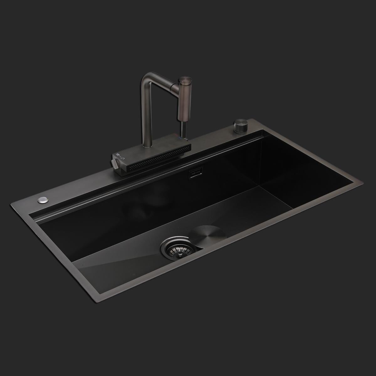 Alia El Yapımı PVD Eviye Seti 85x48 cm Siyah (Black)
