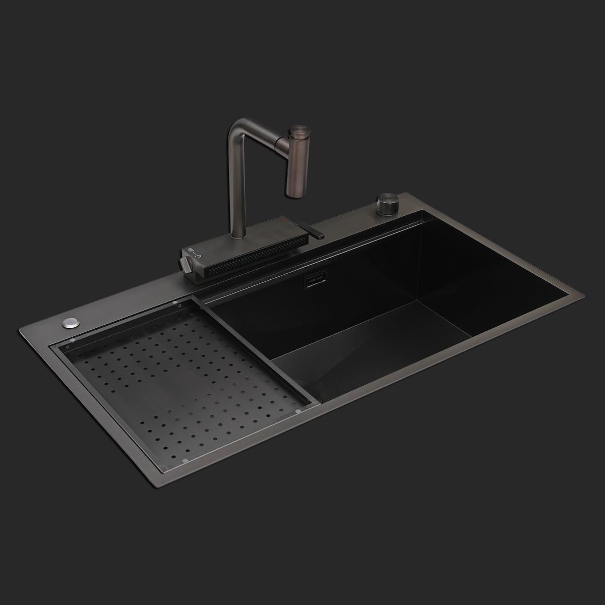 Alia El Yapımı PVD Eviye Seti 85x48 cm Siyah (Black)