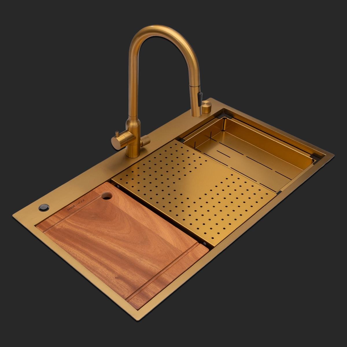 Alia El Yapımı PVD Eviye Seti 85x48 cm Altın (Gold)