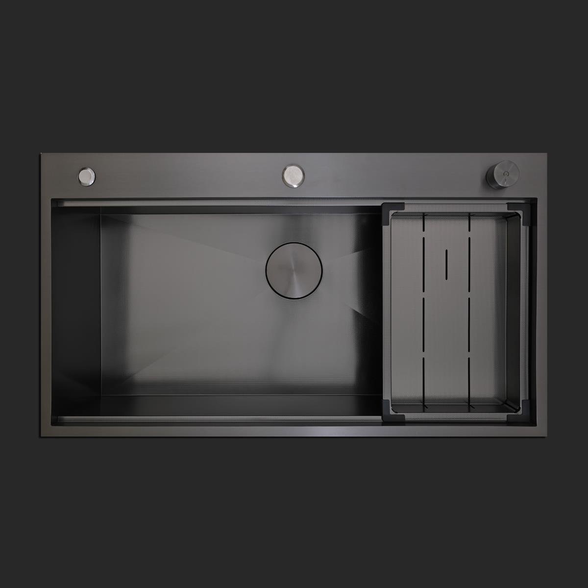 Alia El Yapımı PVD Eviye Seti 85x48 cm Siyah (Black)