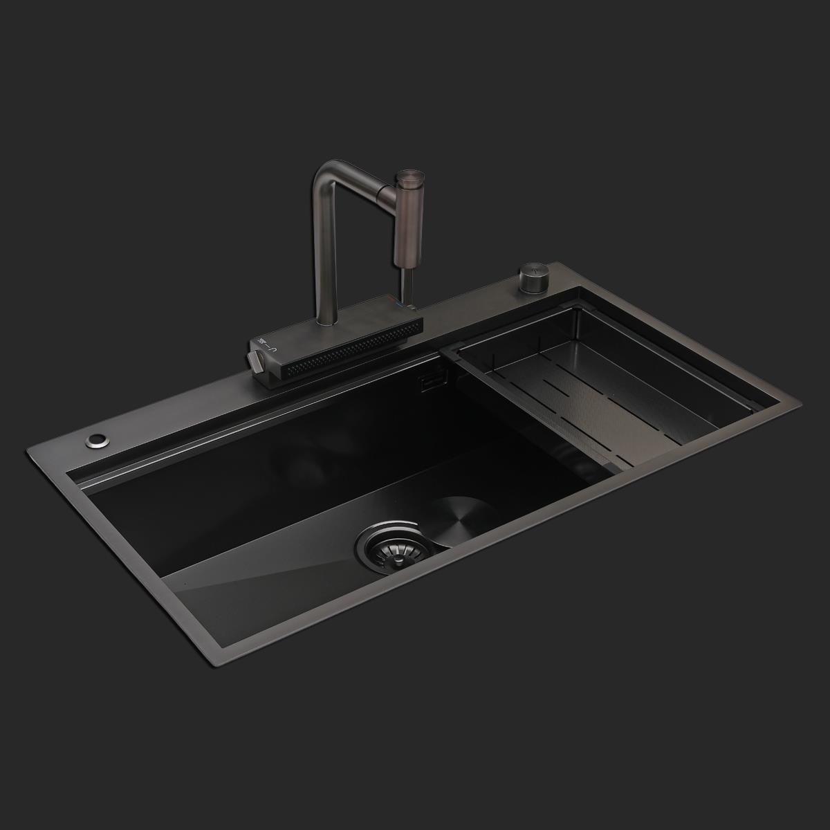 Alia El Yapımı PVD Eviye Seti 85x48 cm Siyah (Black)