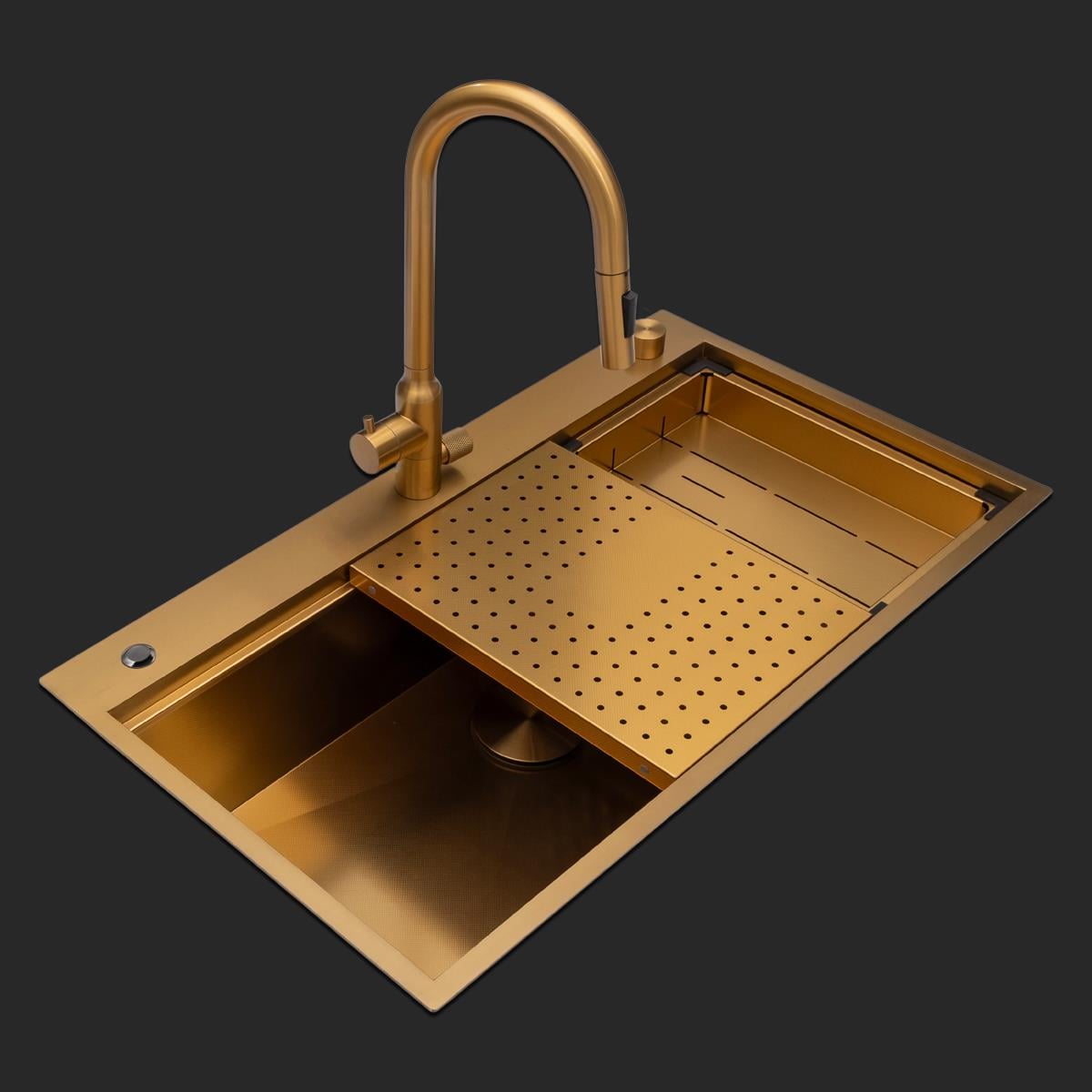 Alia El Yapımı PVD Eviye Seti 85x48 cm Altın (Gold)