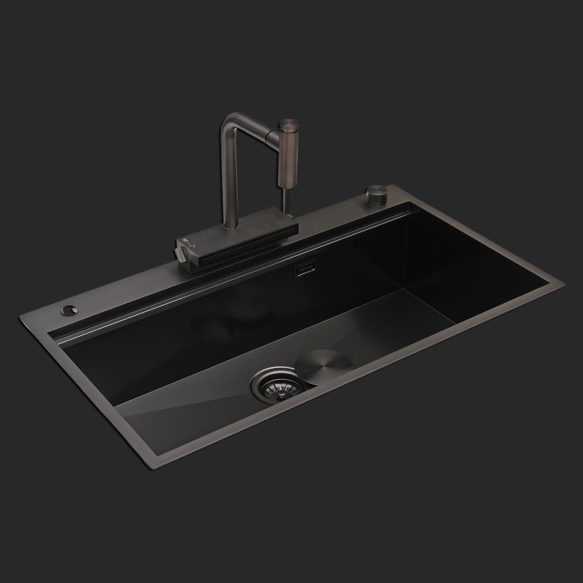 Alia El Yapımı PVD Eviye Seti 85x48 cm Siyah (Black)