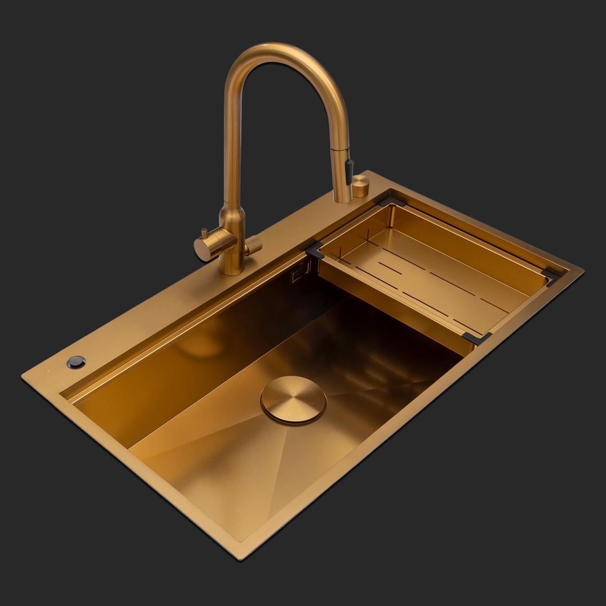 Alia El Yapımı PVD Eviye Seti 85x48 cm Altın (Gold)