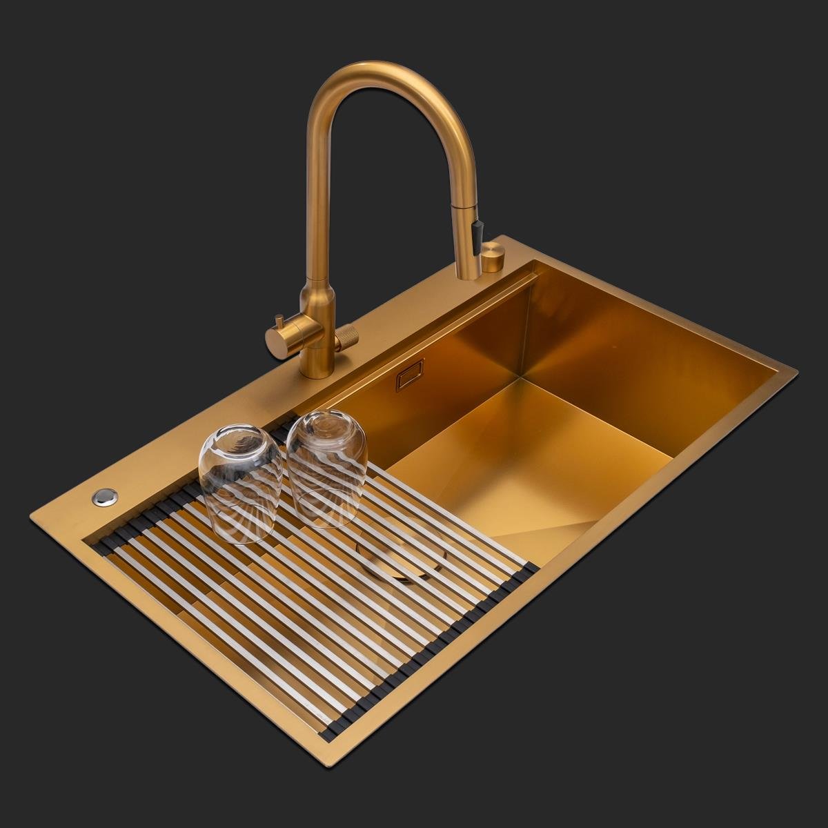 Alia El Yapımı PVD Eviye Seti 85x48 cm Altın (Gold)