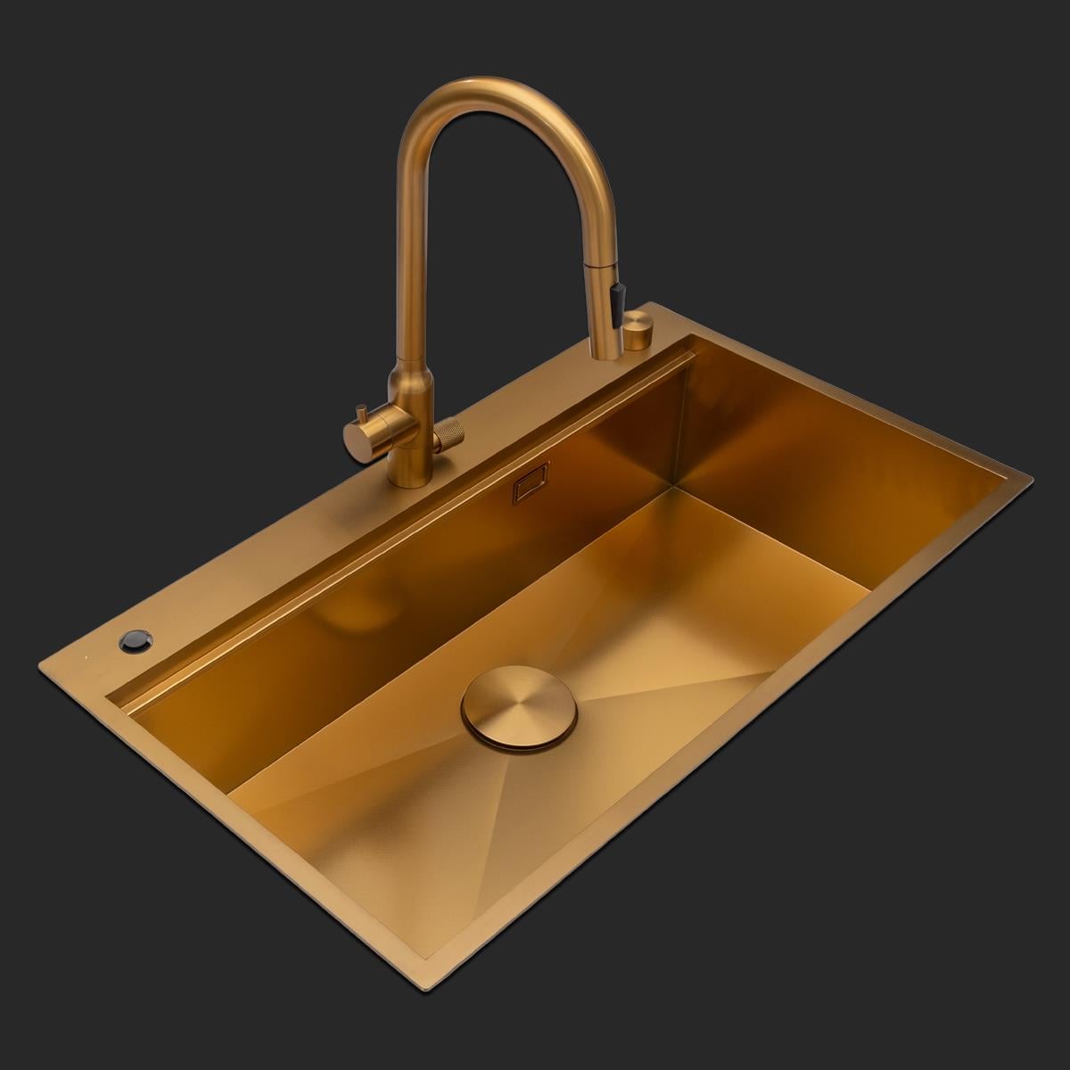 Alia El Yapımı PVD Eviye Seti 85x48 cm Altın (Gold)