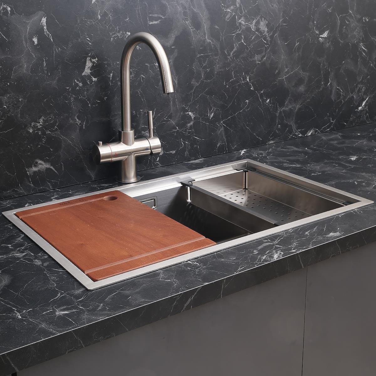 Allure El Yapımı Eviye Seti 70x44 cm Inoks (Chrome)