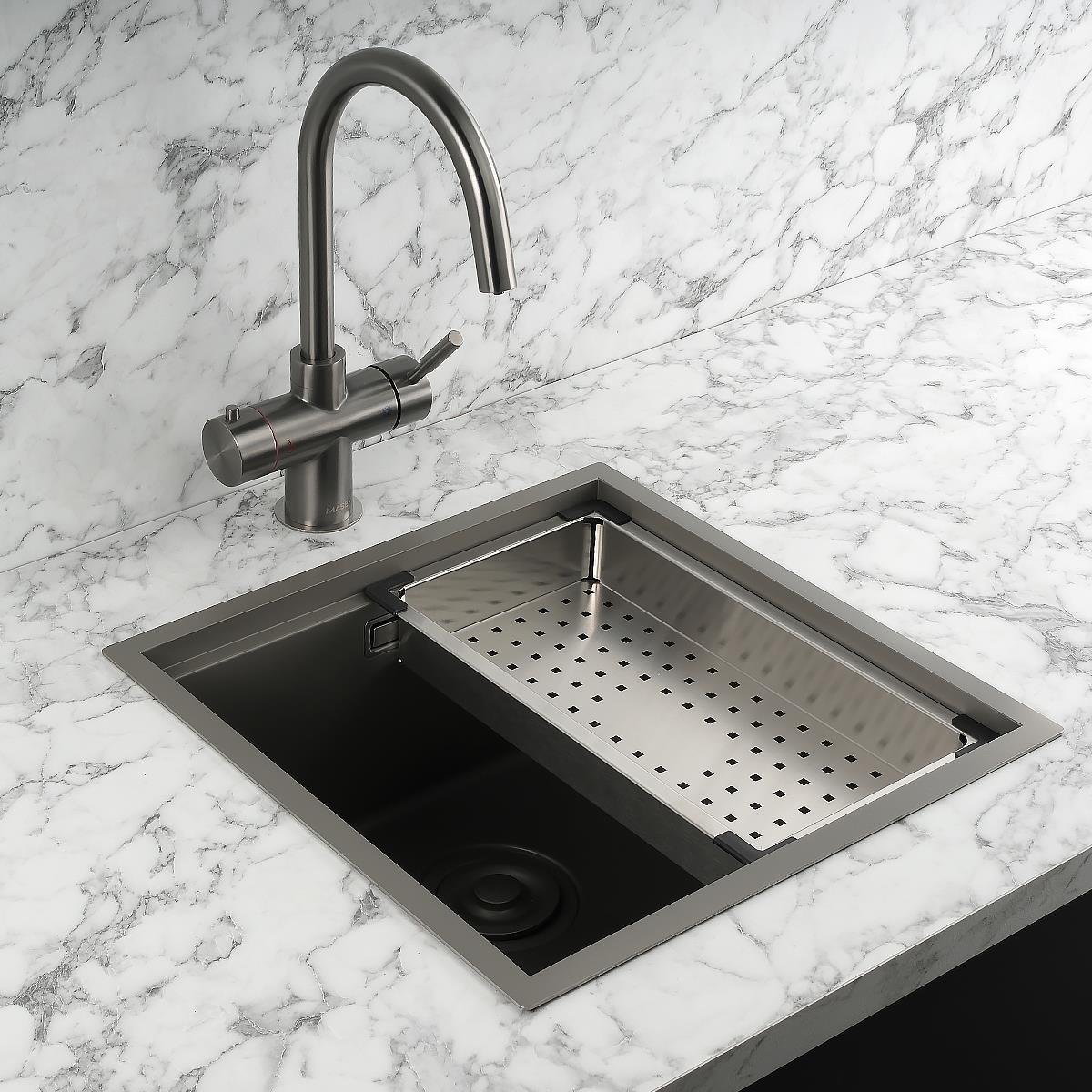 Allure El Yapımı Nano Eviye Seti 44x44 cm Mat Gri (Gun Grey)