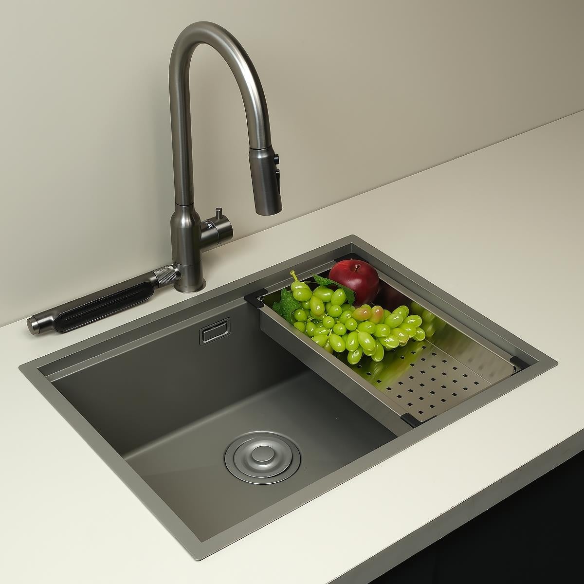 Allure El Yapımı Nano Eviye Seti 60x44 cm Mat Gri (Gun Grey)