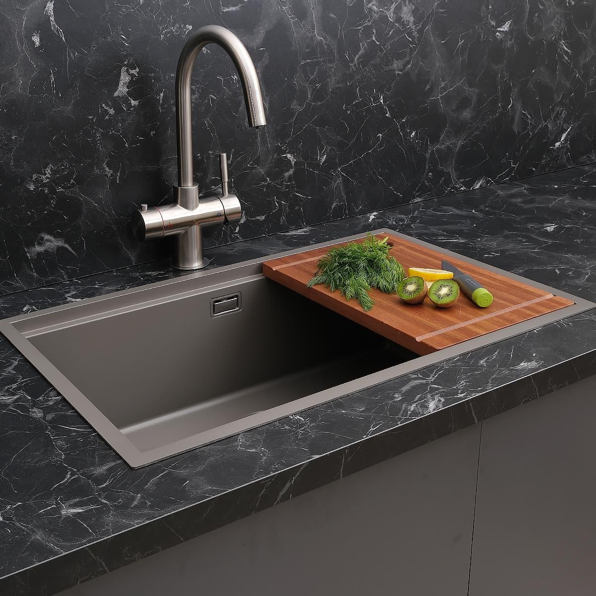 Allure El Yapımı Nano Eviye Seti 70x44 cm Mat Gri (Gun Grey)