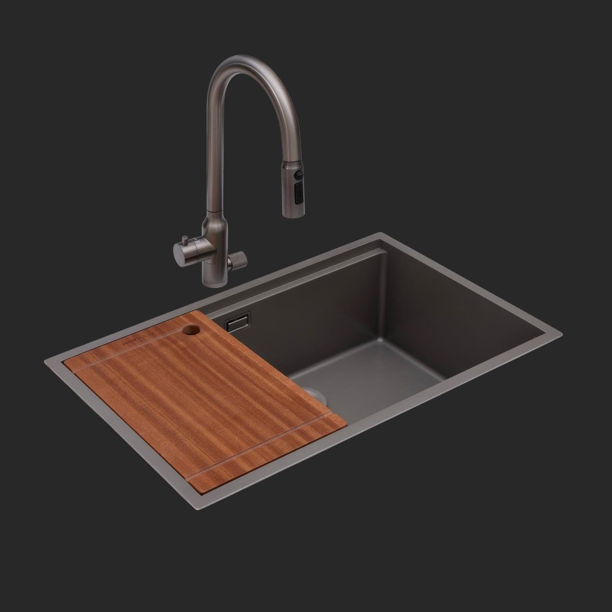 Allure El Yapımı Nano Eviye Seti 70x44 cm Mat Gri (Gun Grey)