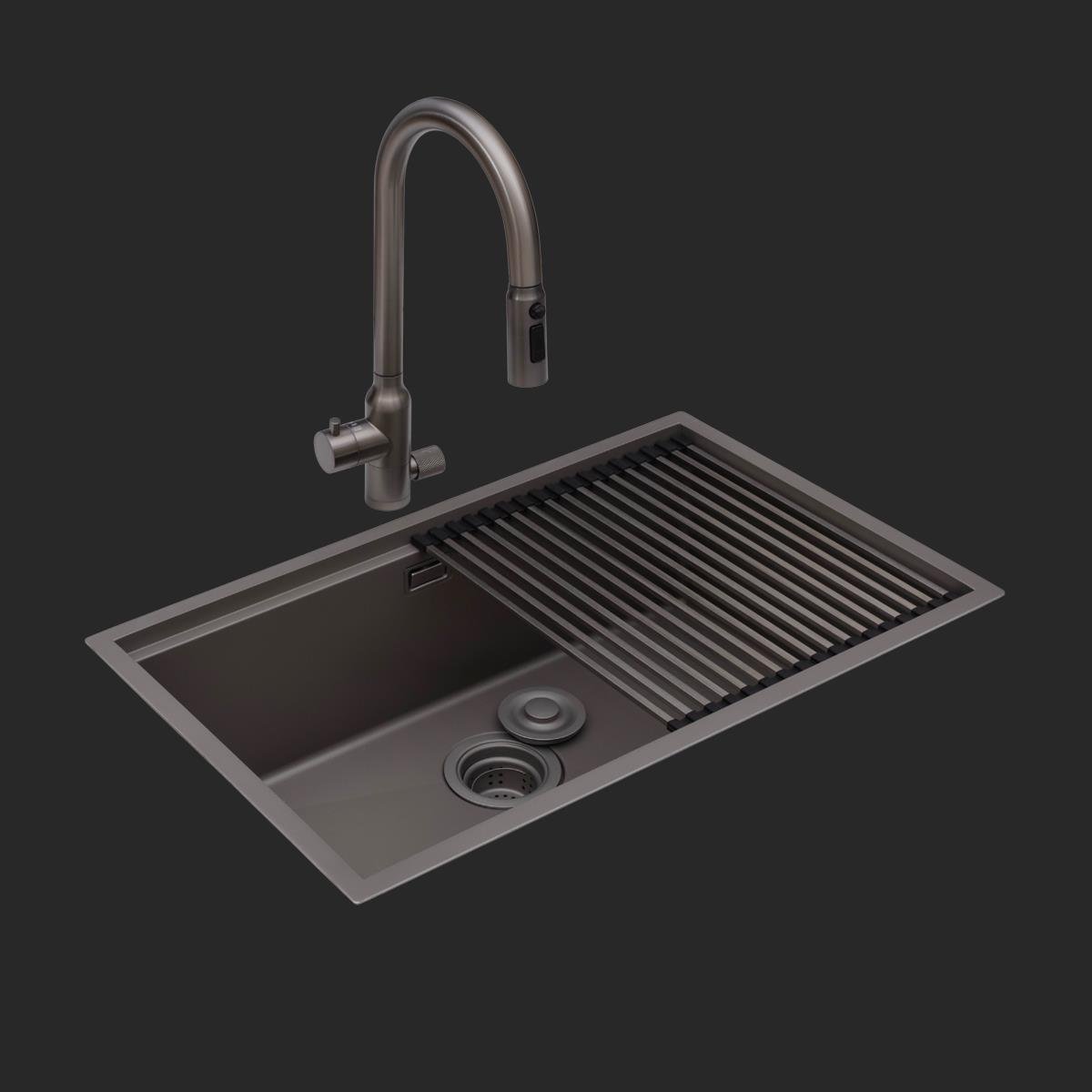 Allure El Yapımı Nano Eviye Seti 70x44 cm Mat Gri (Gun Grey)
