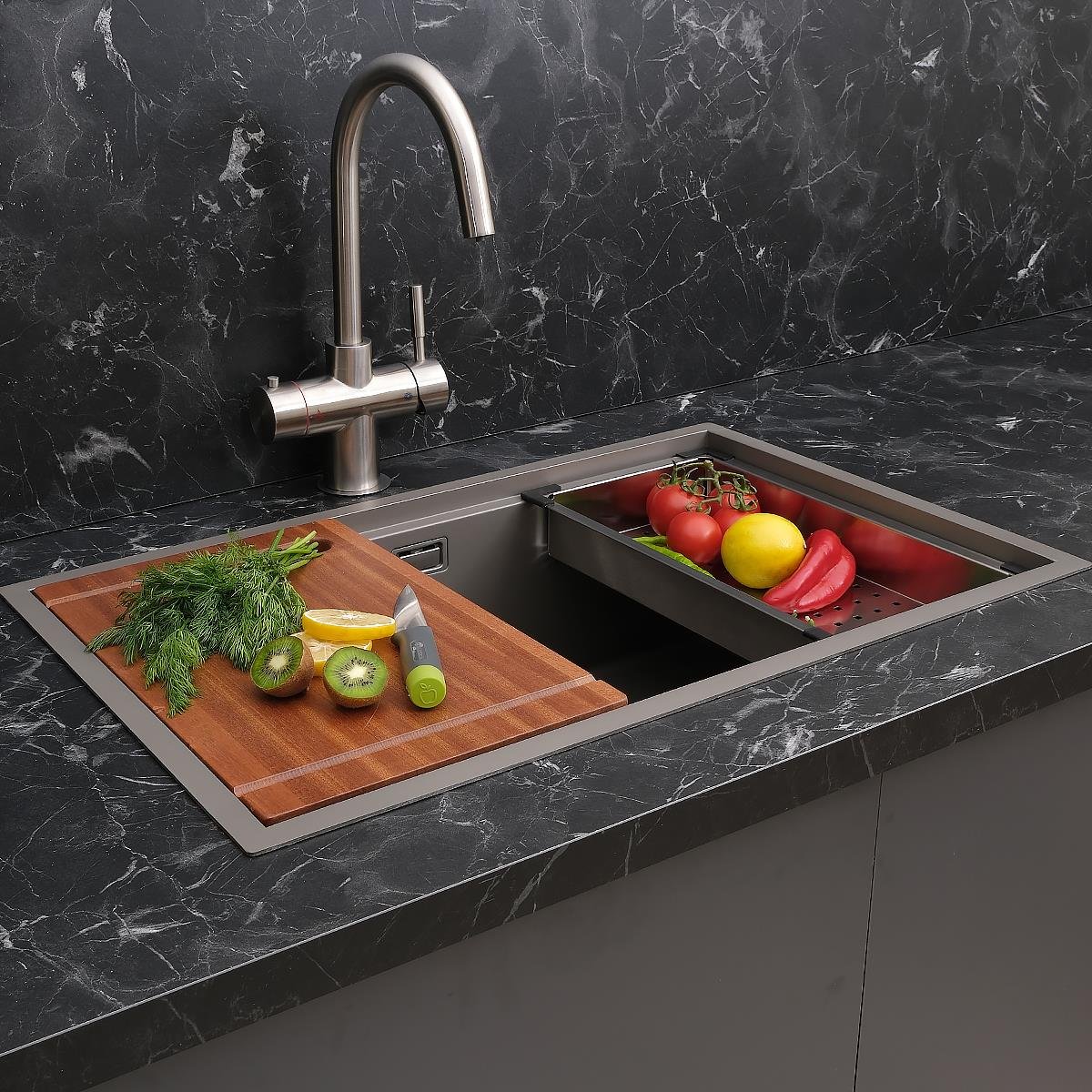 Allure El Yapımı Nano Eviye Seti 70x44 cm Mat Gri (Gun Grey)