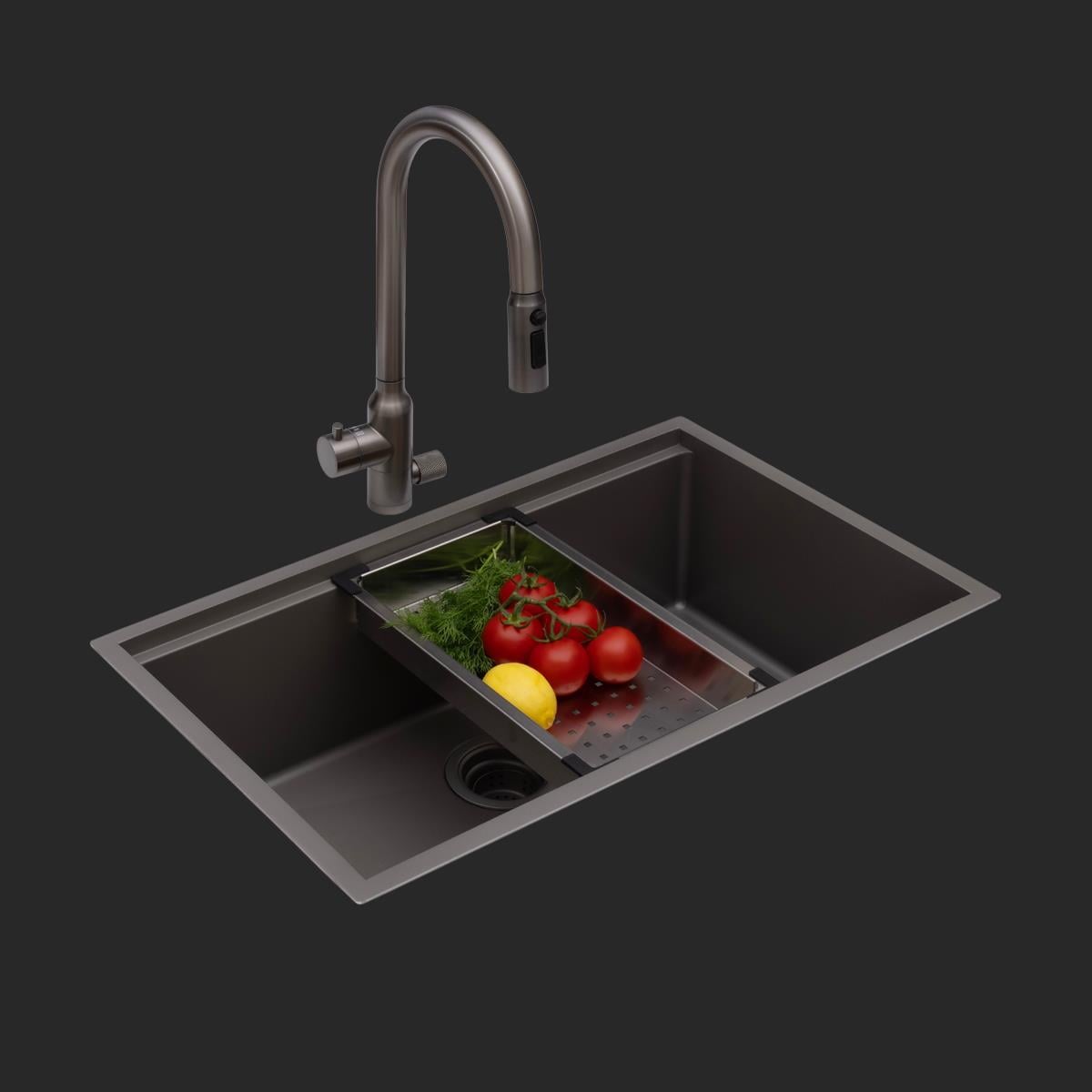 Allure El Yapımı Nano Eviye Seti 70x44 cm Mat Gri (Gun Grey)
