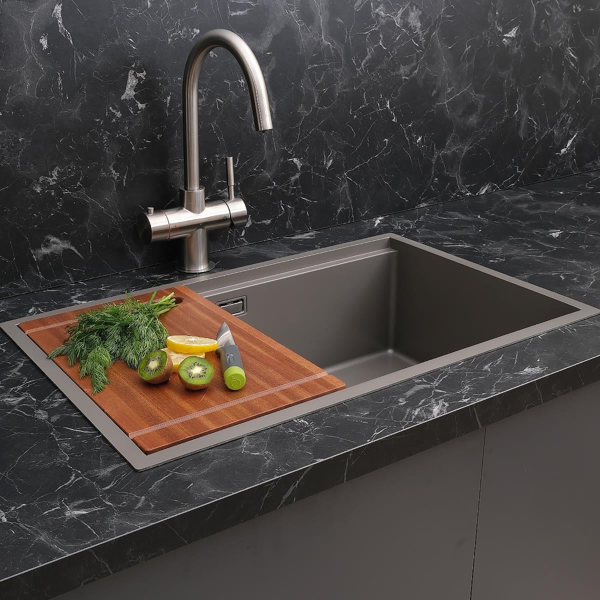 Allure El Yapımı Nano Eviye Seti 70x44 cm Mat Gri (Gun Grey)